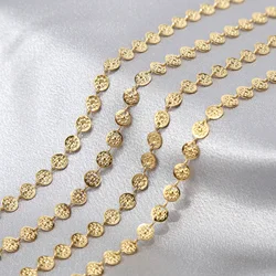 1Meter/2Meters Stainless Steel Chains Gold Color Embossing Round Flower Chains for Necklace Bracelet Jewelry Making DIY Findings