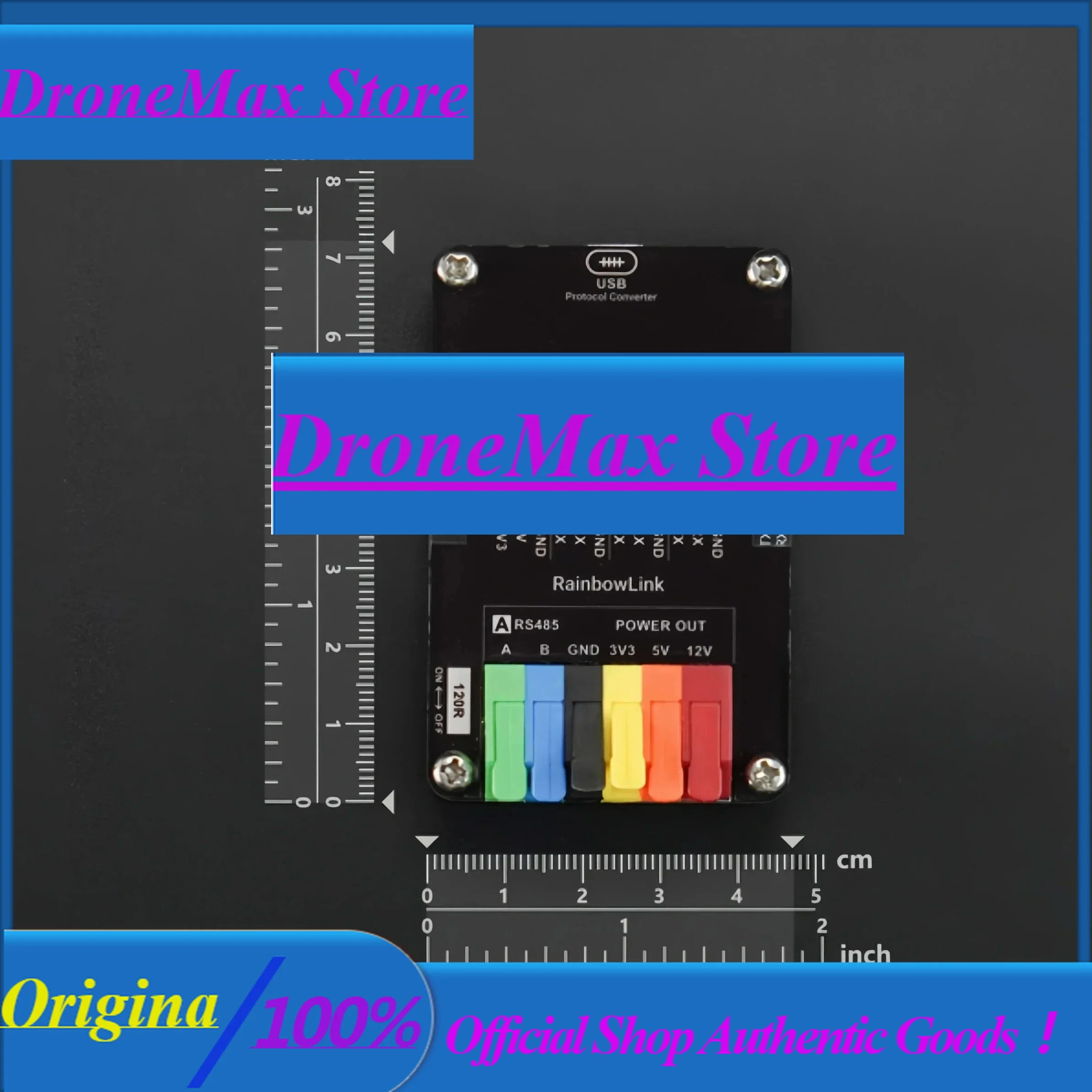 DroMaRainbowLink V1 USB Converter 4-in-1 RS485/RS232/2xTTL With 12V/5V/3.3V Output, Tool-Free Lever Terminals For Industrial IoT