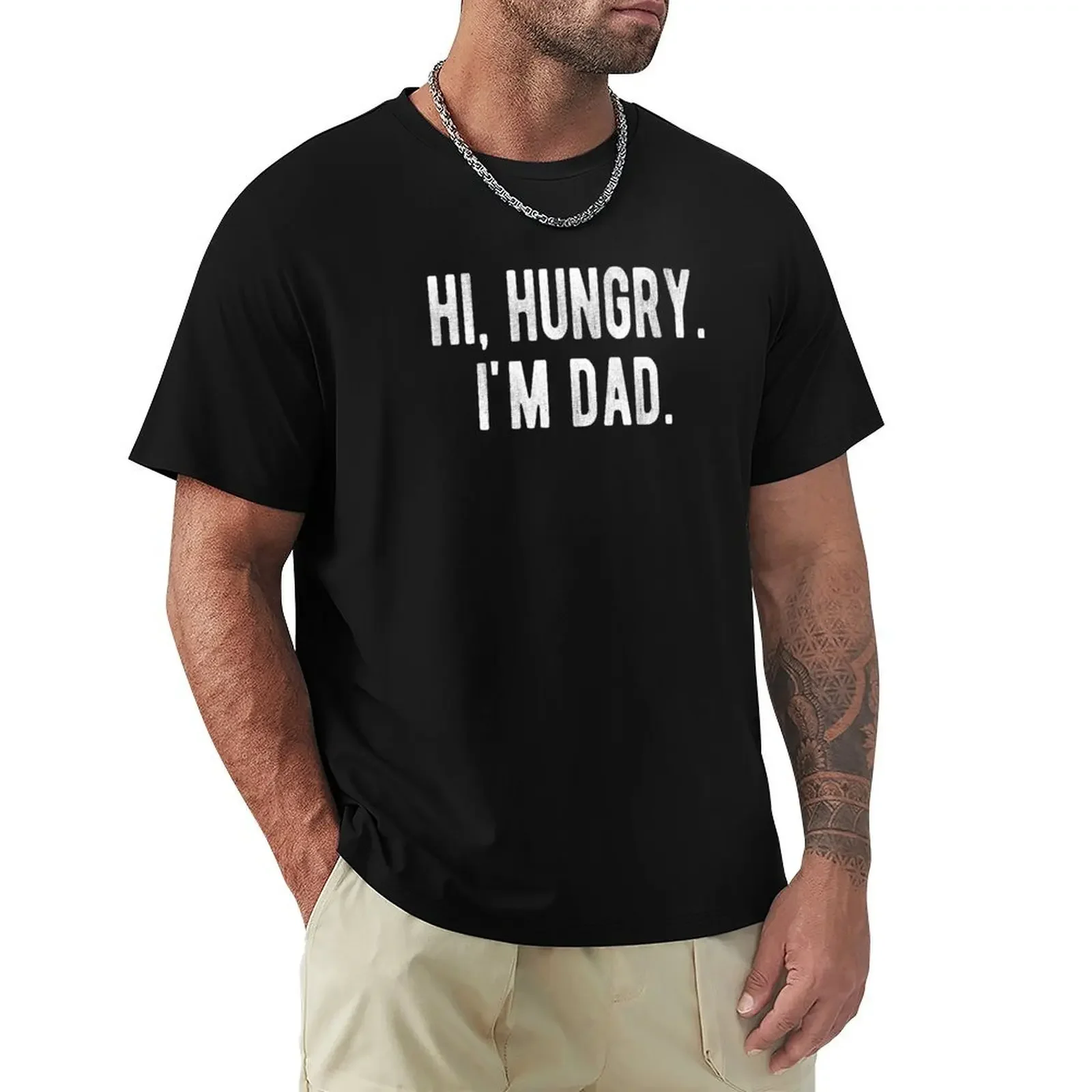 Hi, Hungry. I'm Dad. Funny Father's Day Dad Joke T-Shirt hippie clothes vintage tee shirts for men