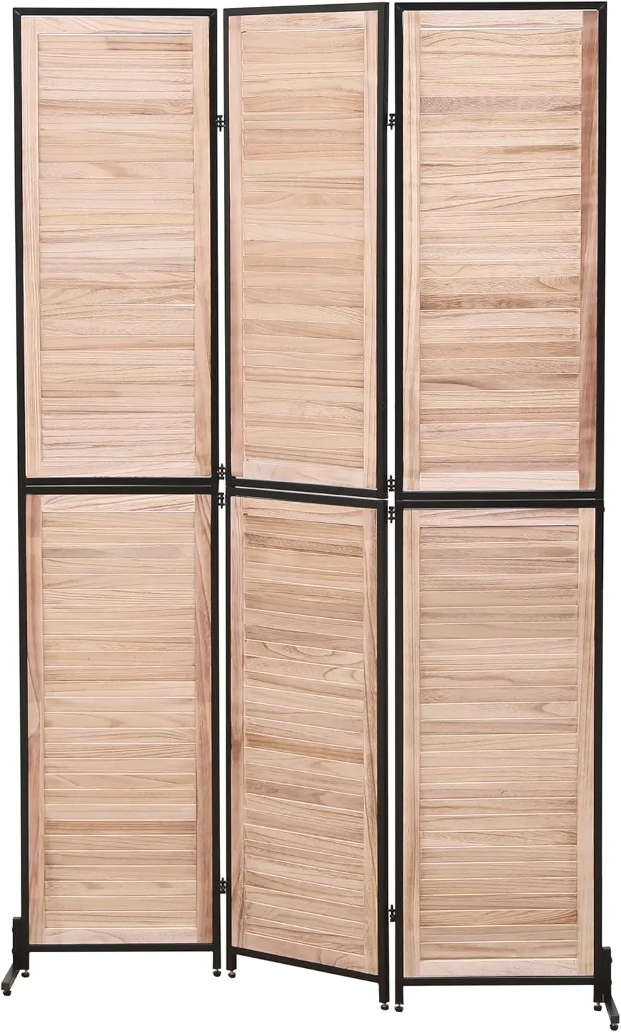 

3 Panel Room Divider 6Ft Wood Folding Privacy Screen Black Room Separator Free Standing Wall Dividers for Living Room,Be