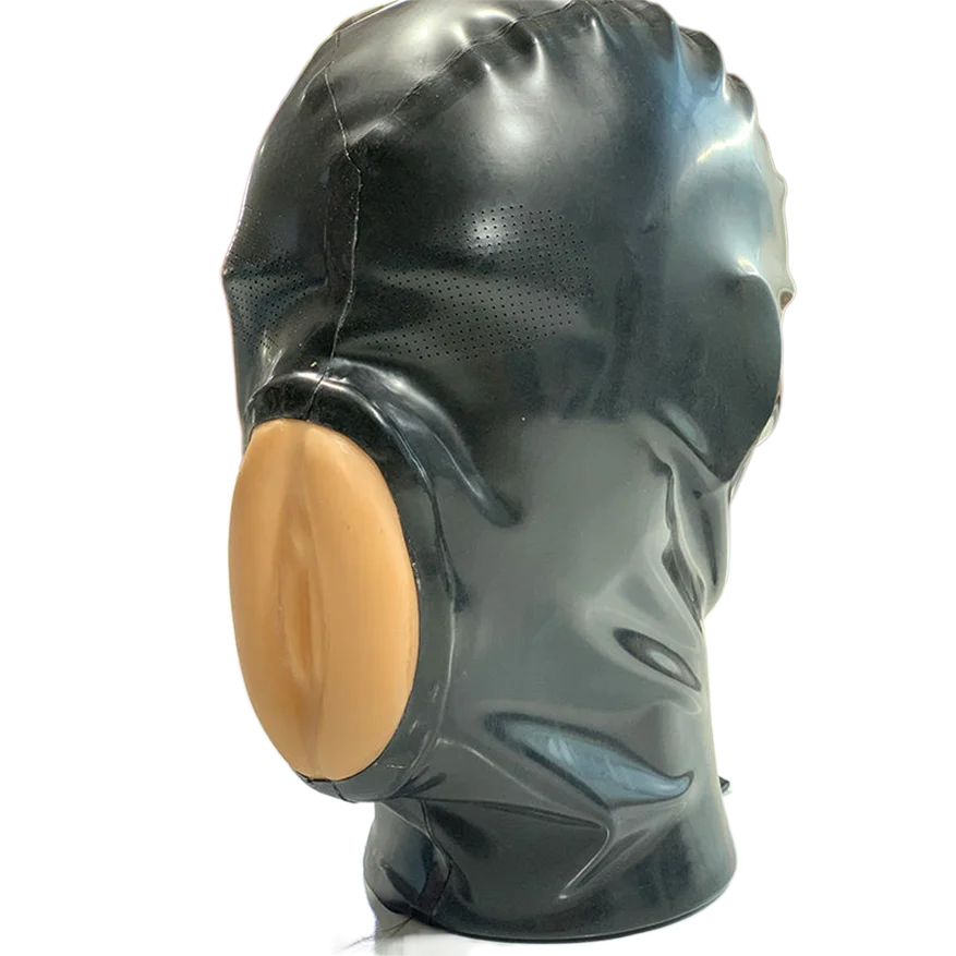 Capuche en Latex et Caoutchouc avec Micropores et Yeux en Maille, Taille Personnalisée, Costumes Faits à la Main, Pièce de Sauna, RLM302