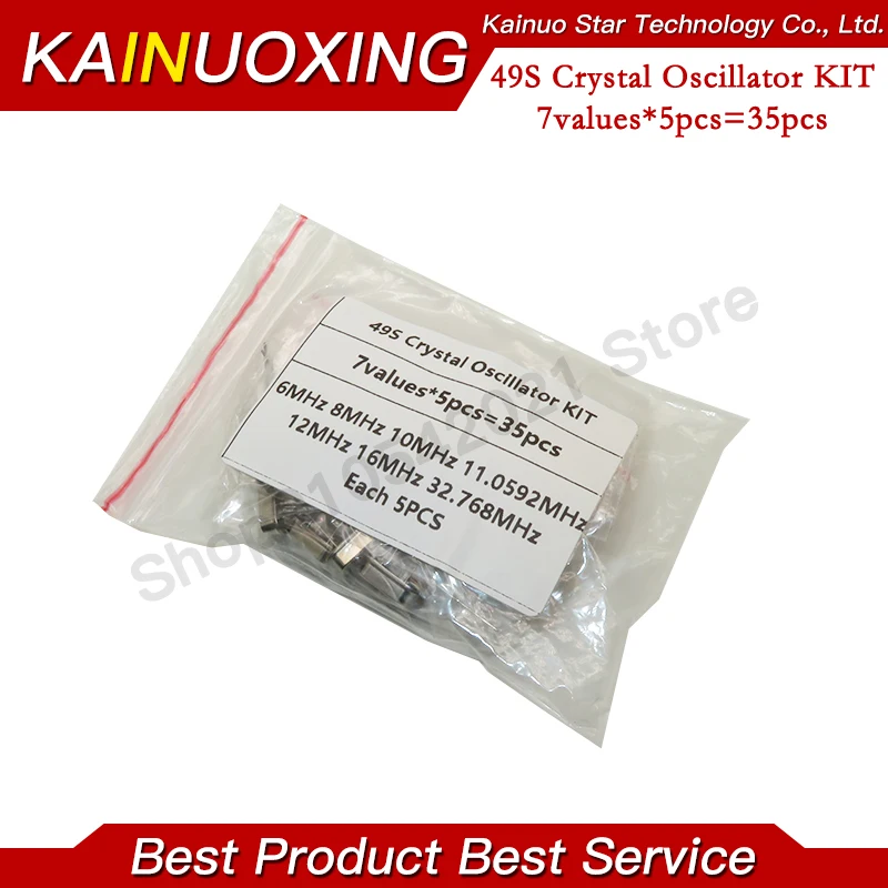 35pcs 32.768Khz 6Mhz 8Mhz 11.0592Mhz 12Mhz 16Mhz 20Mhz Crystal Oscillator kit HC-49S kit Assortment 5PCS new and