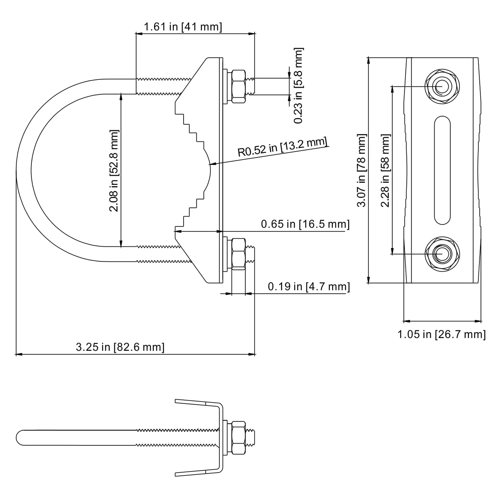 Antenna Mount Clamp U-Bolt Montagem Hardware, Mastro Clamp, V Jaw Bracket, Acessórios para Outside Home Antenna, 2 pcs