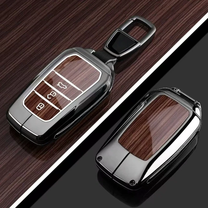 Zinc Alloy Key Fob Cover for Toyota Venza/C-HR/Levin GT/Avalon/Land Cruiser Prado/Wildlander, KeyCase Shell with Keychain