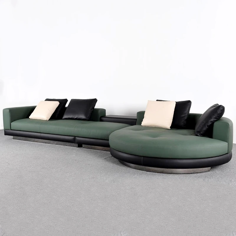 Italian Minimalist Designer Sofa Modern Simple Villa Flat Layer Cotton Linen Art Combination Sofa