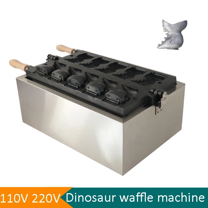 

Customizable Electric 110V/220V Non-sticking Stainless Steel Dinosaur Waffle Making Machine Open Mouth Taiyaki Waffle Machine