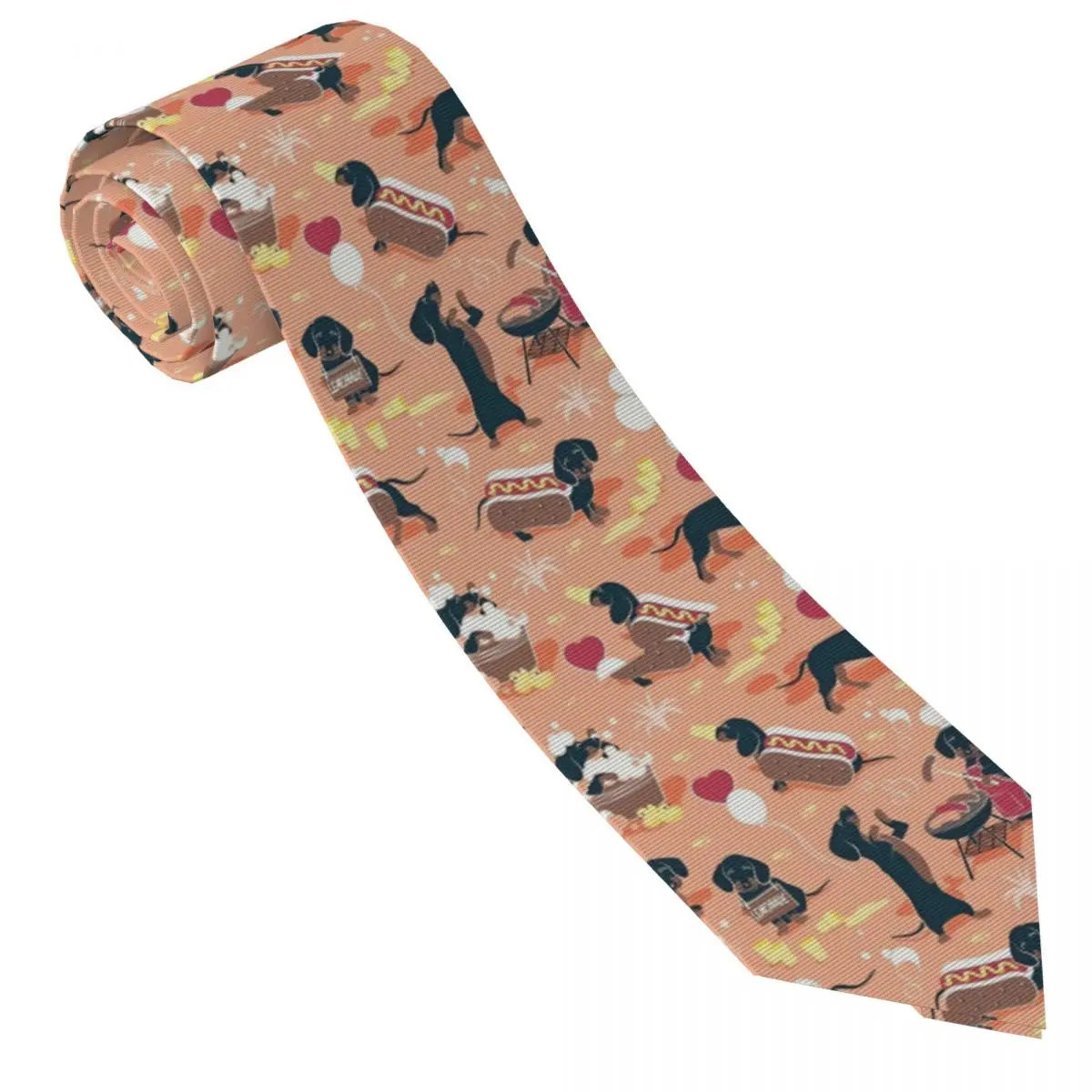 Custom Dachshund Dog Tie Men Printed Necktie Sausage Dogs For Business Mens Silk Tie