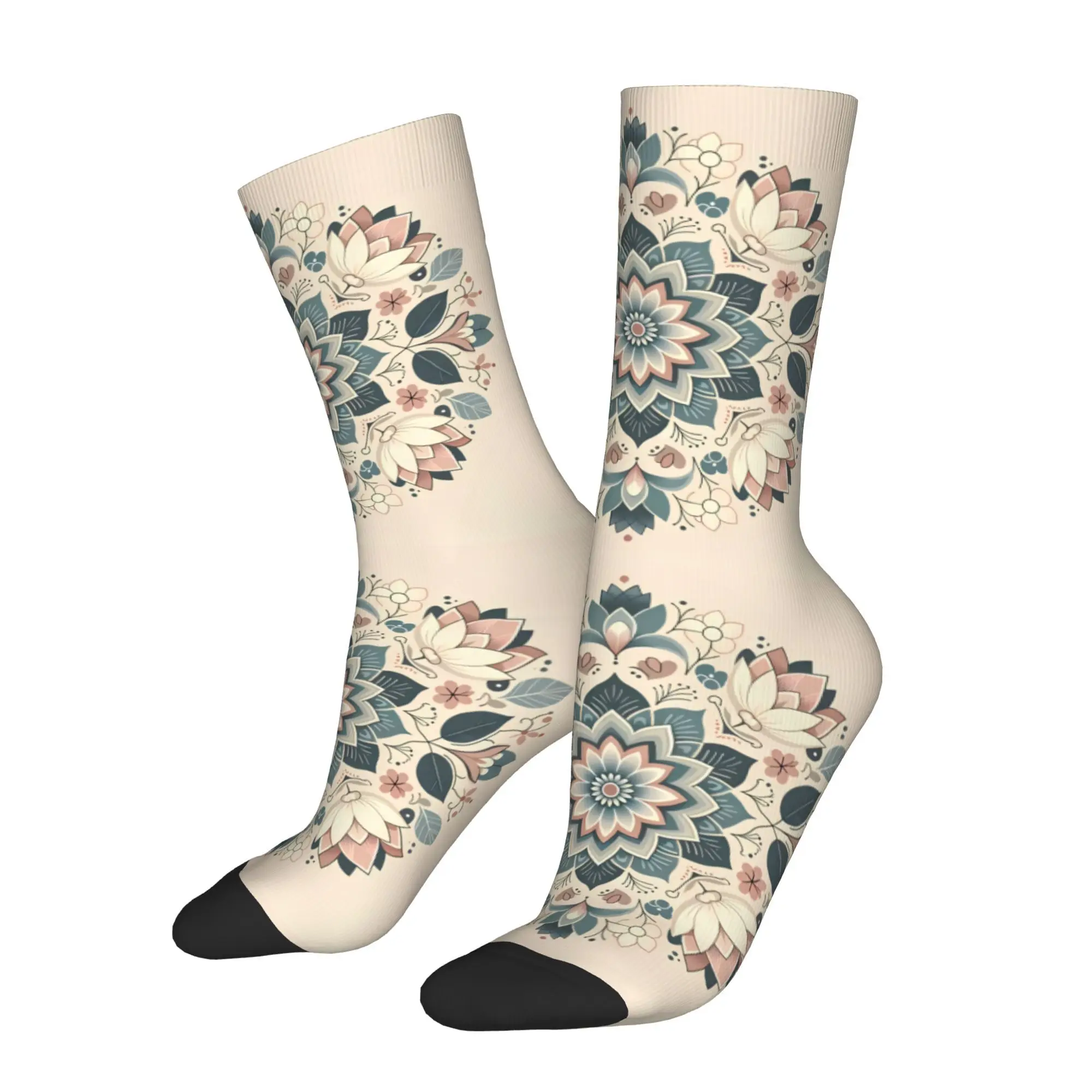 

Простая цветочная мандала в Muted пастельных тонах, модные мужские носки из полиэстера с принтом