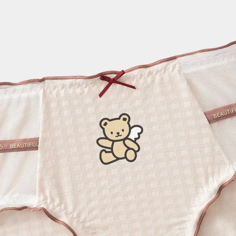 Kawaii Cartoon Hello Kitty Kuromi Cinnamoroll Tartan Panties Women Underwear Skin-friendly Soft Cute Cotton Large Size Briefs