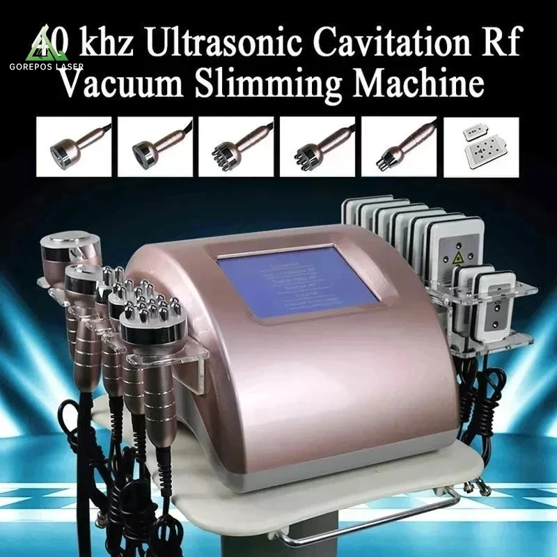 

Rose Gold 6 in 1 Vacuum Laser Radio Frequency 40K Lipo SlimmingCE Approved 6 Ultrasonic Liposuction Cavitation Machine For Spa