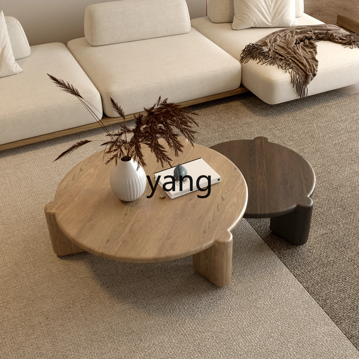 Yhl round Solid Wood Tea Table Minimalist Living Room Home B & B Small Apartment Online Hongyuan Wooden Style Tea Table