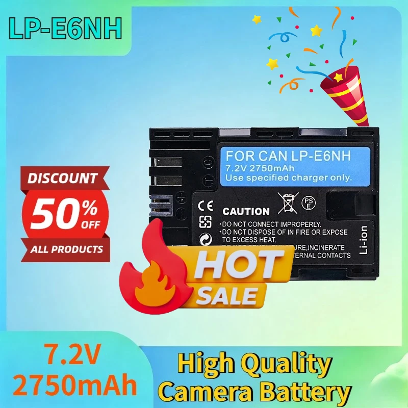 Newest 7.2V 2750mAh LP-E6NH Lithium-ion Rechargeable Battery for Canon Camera EOS 5D2 5D3 6D2 80D 7D R6 5 90D Camera Battery