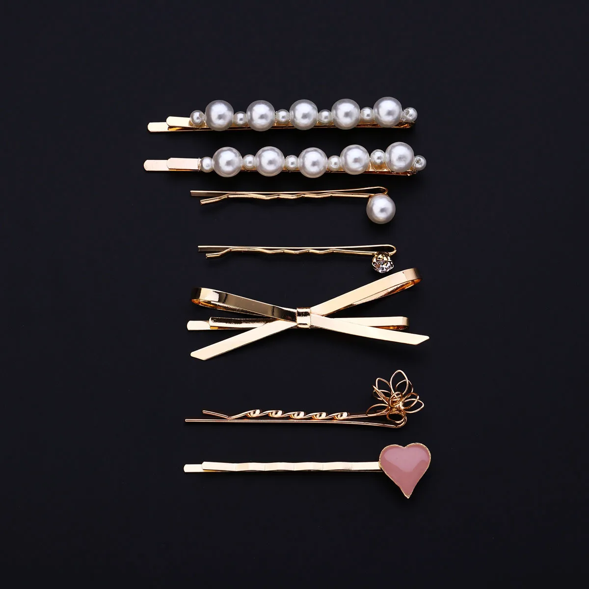 

7pcs Hair Clips Set Metal Barrette For Women Pearl Hairpin Fashion Bang Clip Party Wedding Prom Hair Accessory Tool