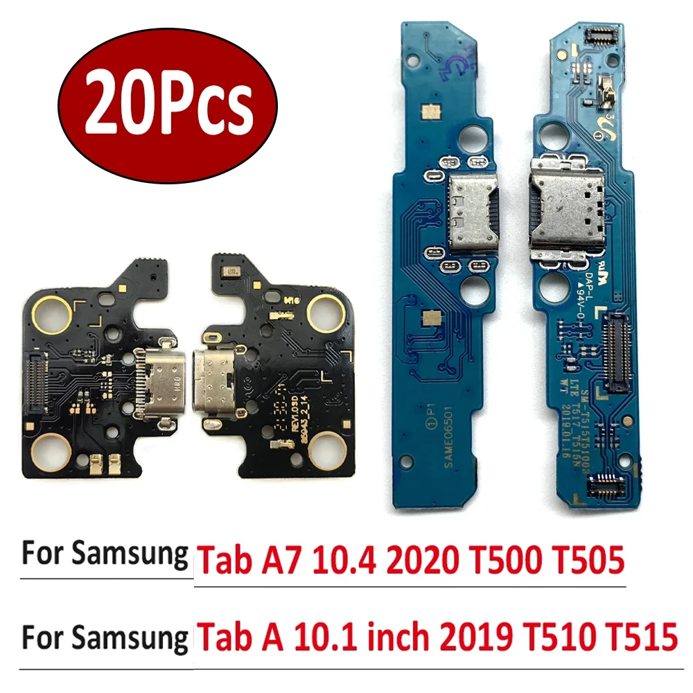 20Pcs，USB Charging Board Connector Main LCD Flex Cable For Samsung Tab A7 10.4 2020 T500 T505 / Tab A 10.1inch 2019 T510 T515