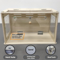Wood Reptile Breeding Box Acrylic Double Door Gecko Terrarium Lizard Chameleon Breathable Escape-proof Box Reptile House Cage