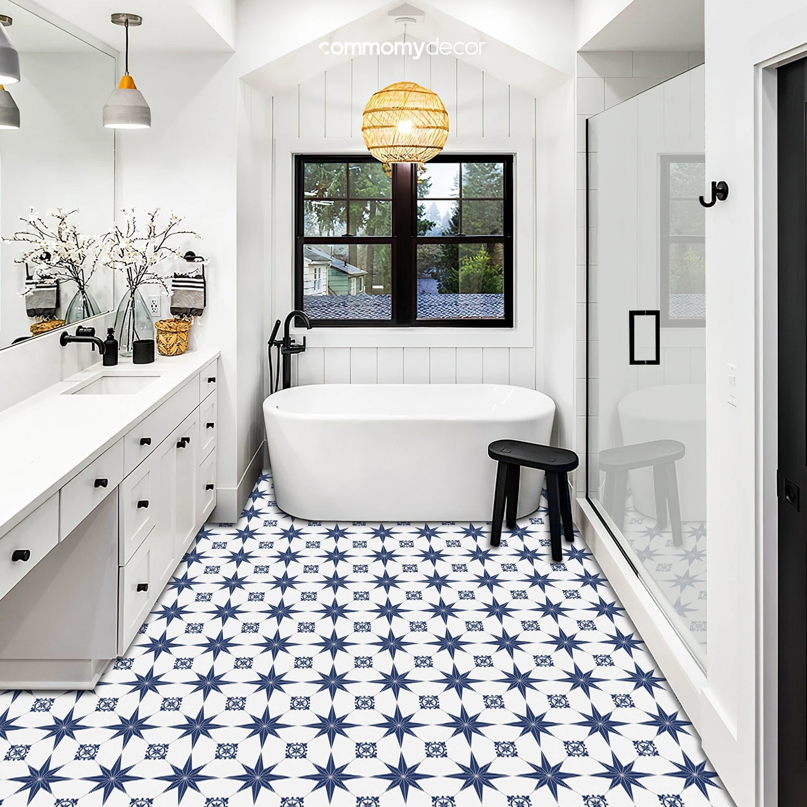 1pc/10pcs Floor Tile Sticker Self Adhesive Floor Sticker Vinyl Non-slip Floor Tile Sticker Wall Sticker Waterproof 20cm X 20cm