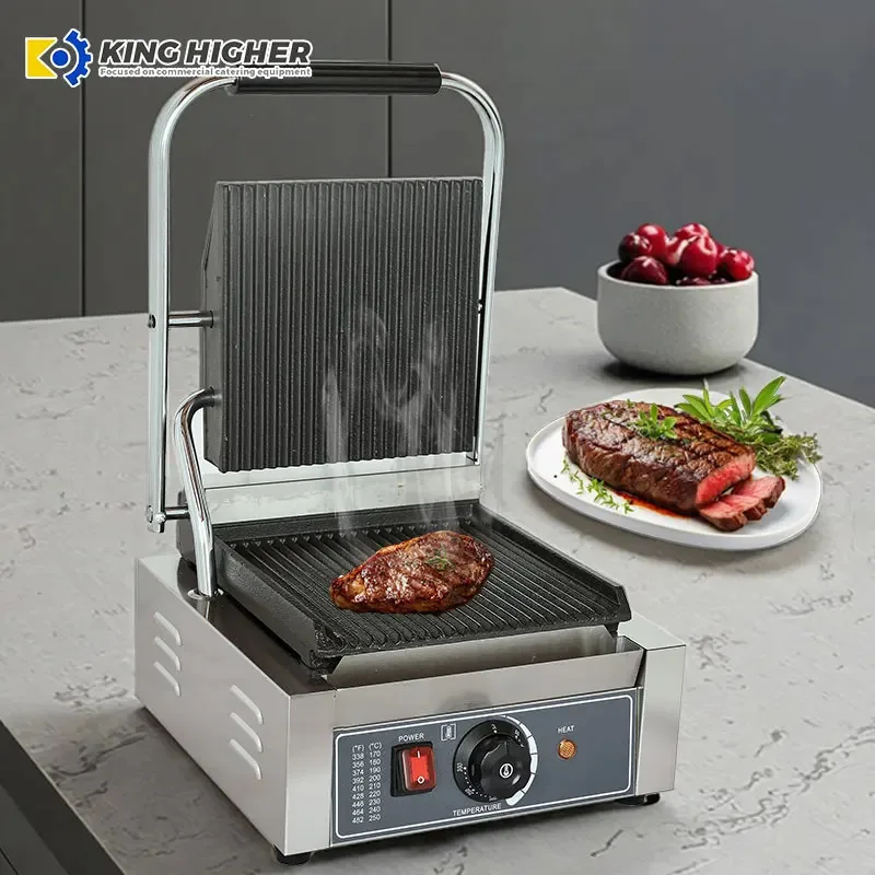 

Luxury Professional Single Plate Electric Contact Grill Toaster Stainless Steel Panini Maker for Indoor/Outdoor Kitchen Machines