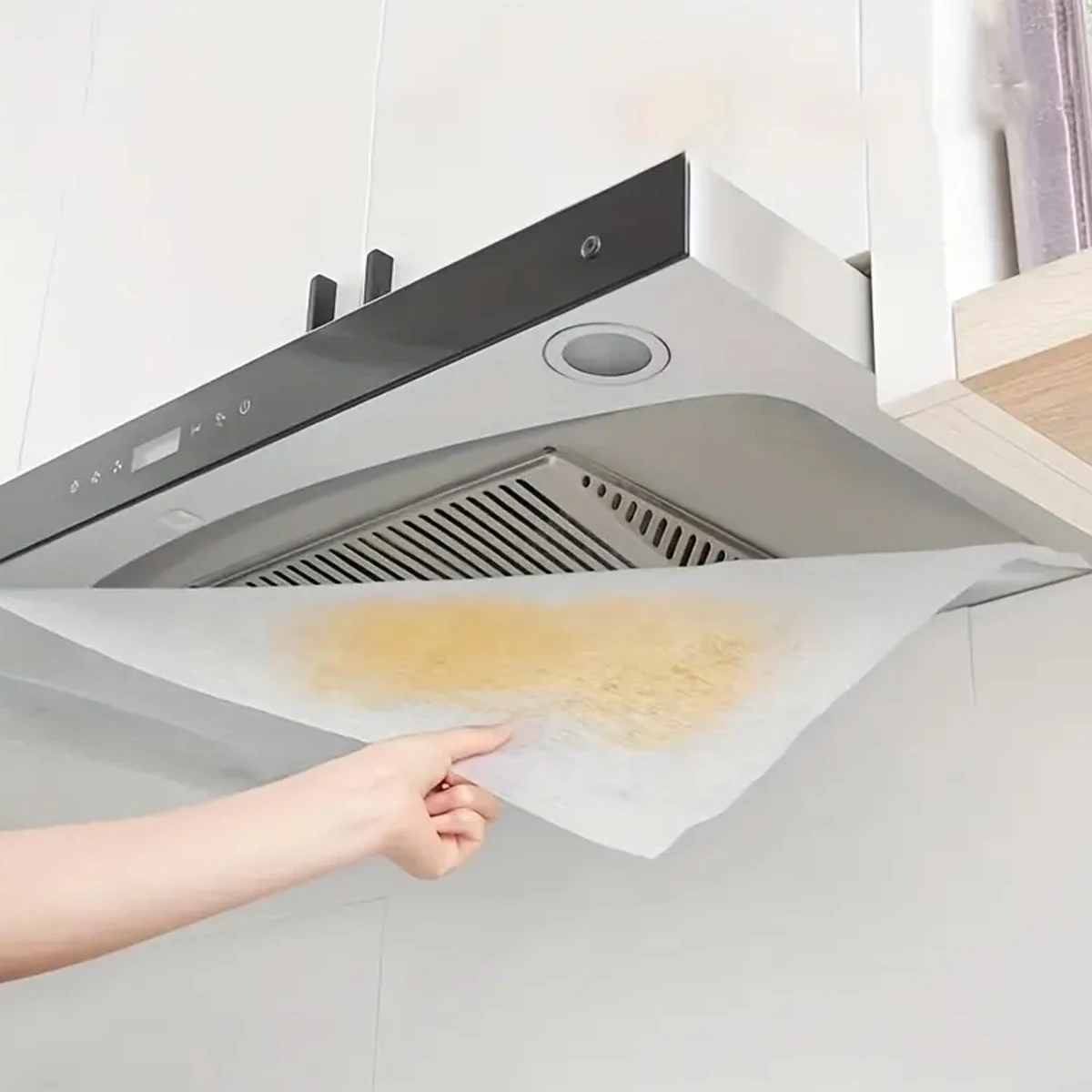 1pc Self-Cleaning Kitchen Range Hood Filter Oil Suction Paper Anti Oil Stain Cotton Film Fireproof Household Range Hood