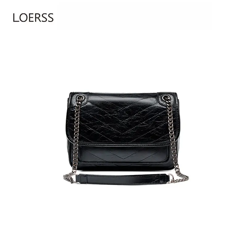 

LOERSS Genuine Leather Messenger Bag for Women's Retro Large Capacity Shoulder Bag Vagrant Multifunction Fashion Underarm Bags