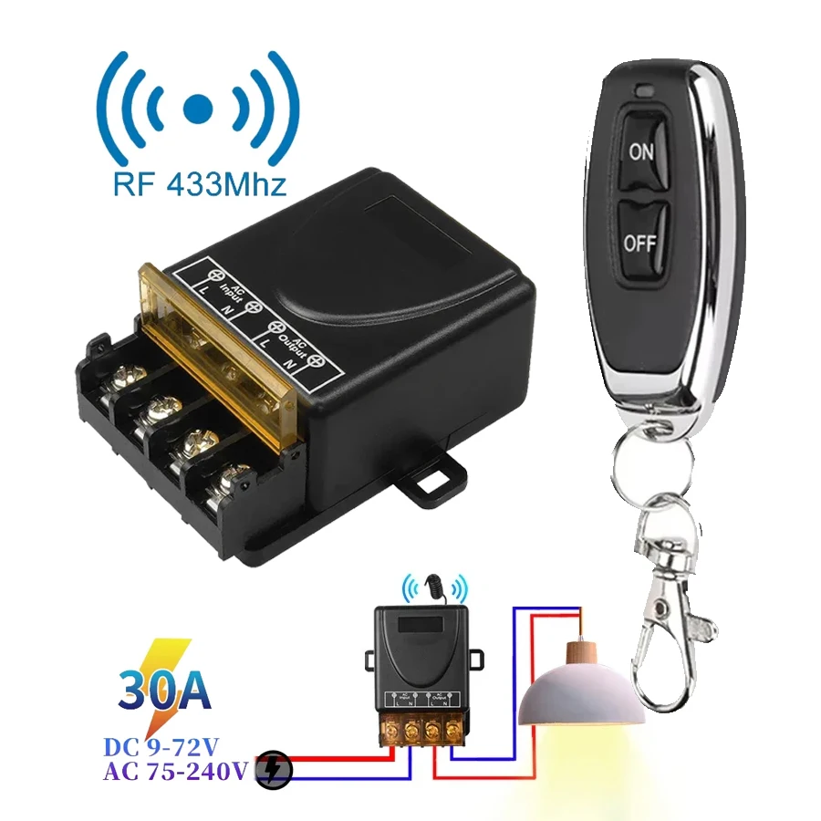 RF 433Mhz Wireless Remote Control Switch 12V 24V 110V 220V R