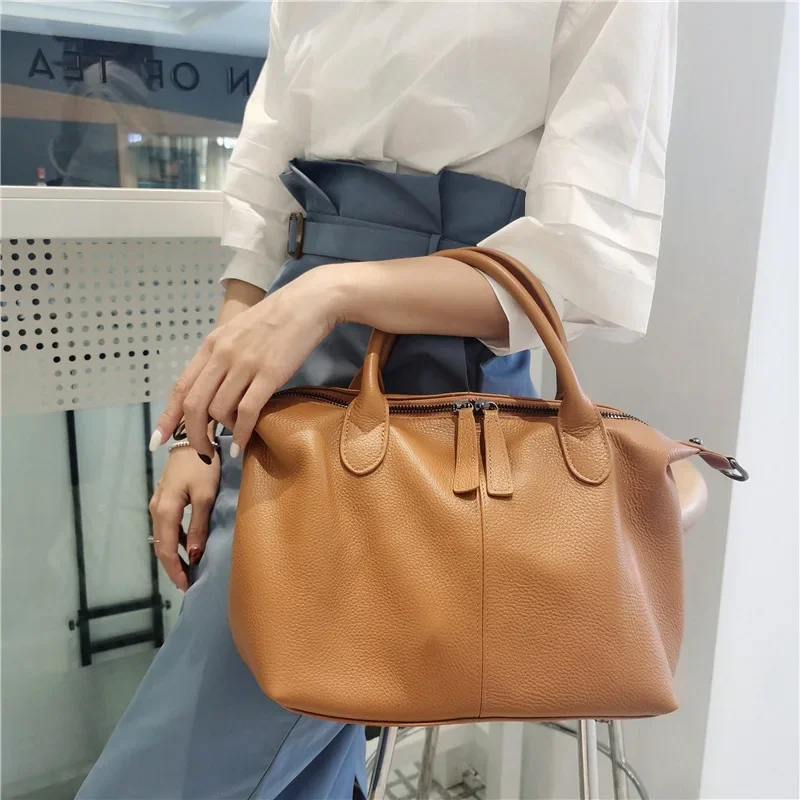 Free Gift Women's Soft Leather Handbag 100% Female Fashion Woman Zipper Solid Shoppers Purses And Designer Hobos Tote Bag 2021