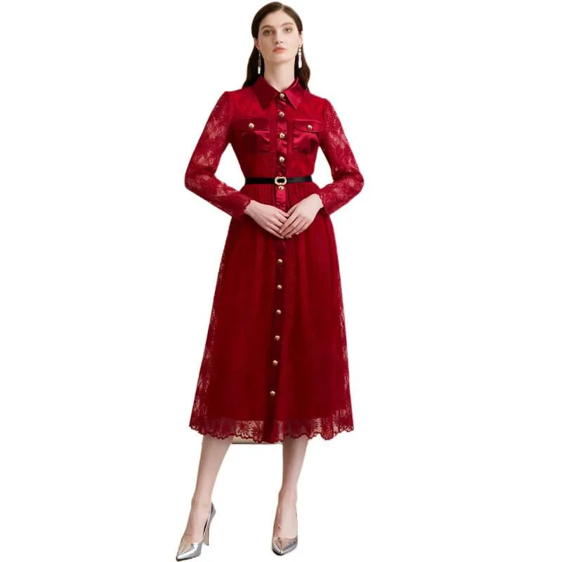 Ele Long Sve Ne Dr Kant met enkele knop Hoge taille Afslankende fluwelen stof Dagelijks gebruik Verdikte herfstseizoen