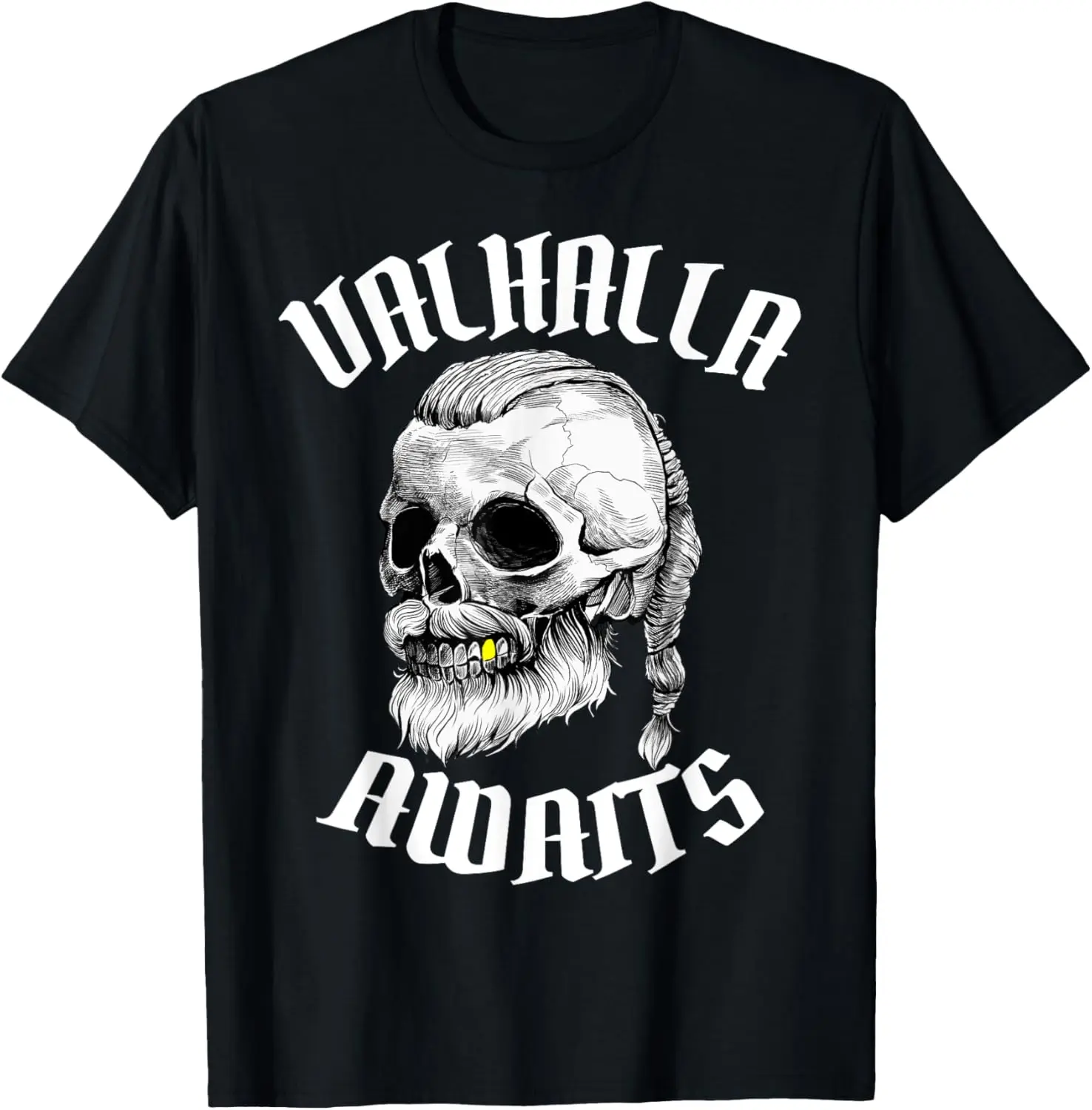 

Nordic Warrior Skull Valhalla Awaits T-Shirt 100% Cotton O-Neck Short Sleeve Summer Casual Mens T-shirt Streetwear