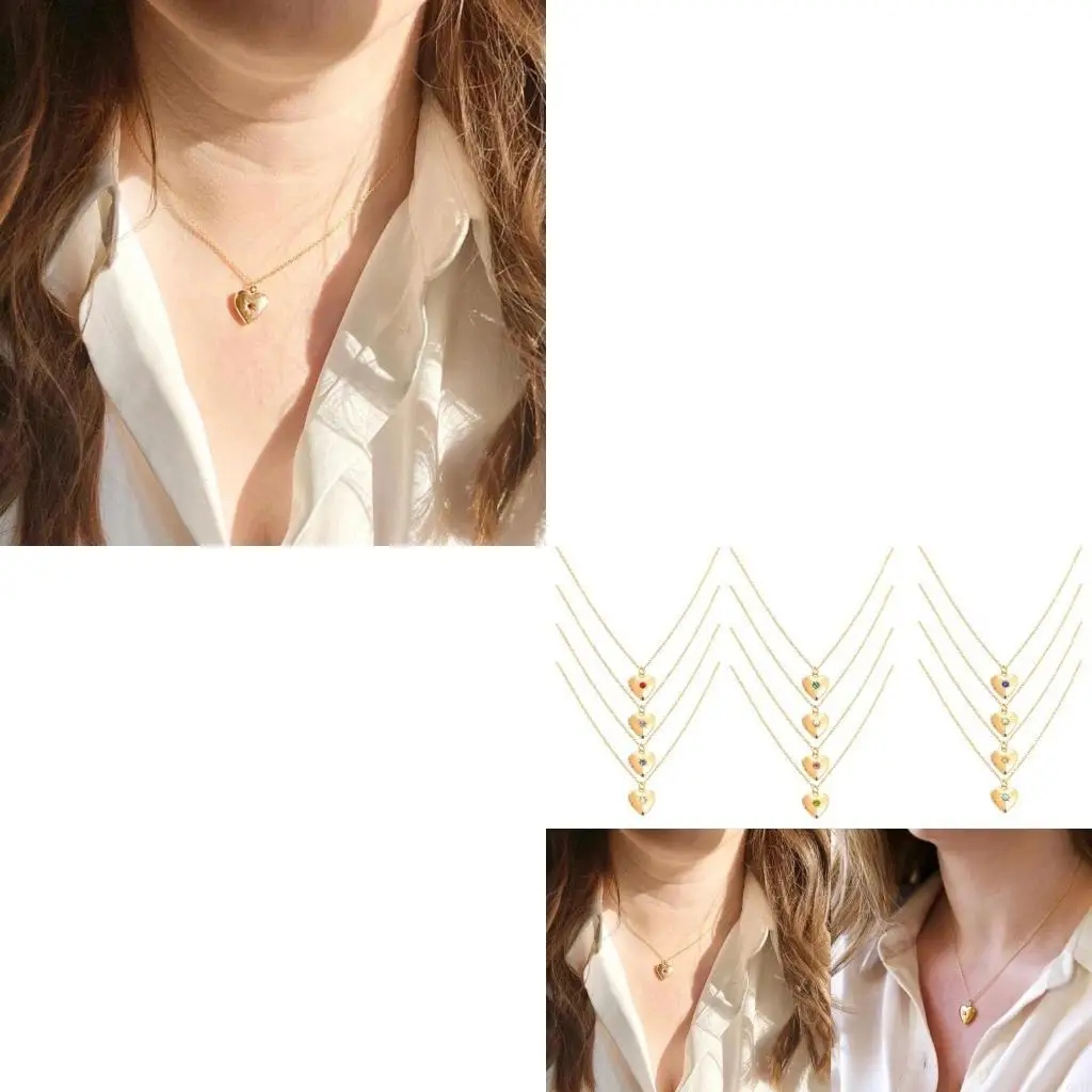 Women's Heart Photo Pendant Necklace Adjustable Length Neckchain Accessory