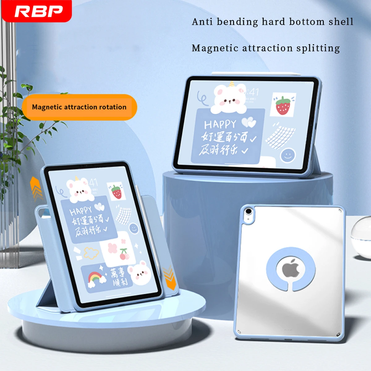 RBP حافظة لجهاز iPad Air 4/5 مغناطيسية ، حافظة لجهاز iPad 10 10.9 2022 Pro 11 12.9 حافظة لجهاز iPad Mini 6 10.2 9/8/7th Gen غطاء خلفي قابل للفصل