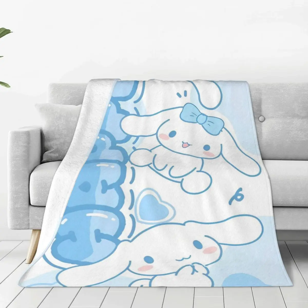 

Kawaii Cinnamoroll Happy Life Fleece Throw Blanket Cute Cartoon Blanket for Bed Bedroom Warm Bed Rug