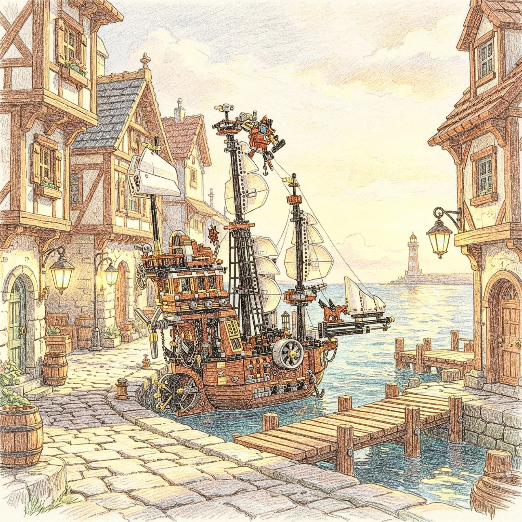New Manatee Boat Building Blocks Beard Sailing Model Movie Assembly Puzzle Holiday Toys Birthday Gifts For Men And Women
