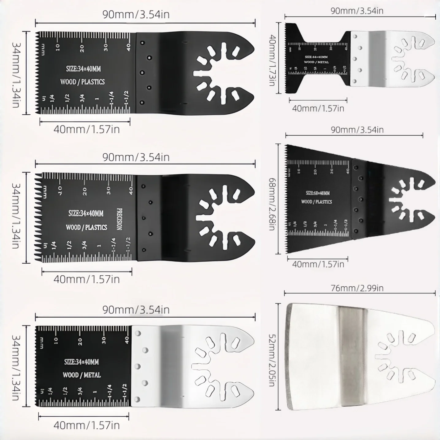 96Pcs Oscillating Saw Blades Quick Release Universal Oscillating Tool Blades for Wood Plastic and Soft Metal Multipurpose Blade
