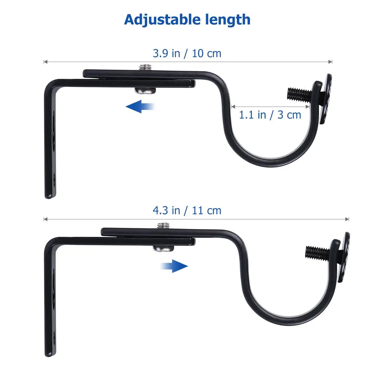 Curtain Rod Bracket Home Decor Mounting Holder Heavy Wall-mounted Pole Drapery Window Treatment Adjustable