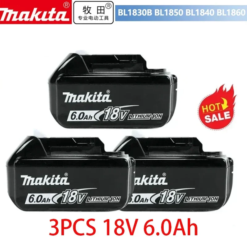 Batería recargable para herramientas eléctricas Makita, 100% Original, LED reemplazable de iones de litio, 6,0 Ah, 18V, LXT