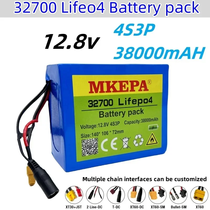 

12.8V 38Ah 32700 Lifepo4 Battery Pack 4S3P With 4S 40A Maximum 100A Balanced BMS 14.6V Electric Boats Scooter 12V UPS Toys car