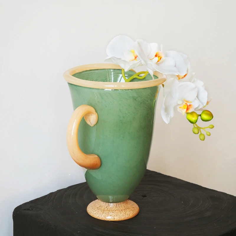 in the Ancient Wind Color Matching Jade Feel Glass Vase