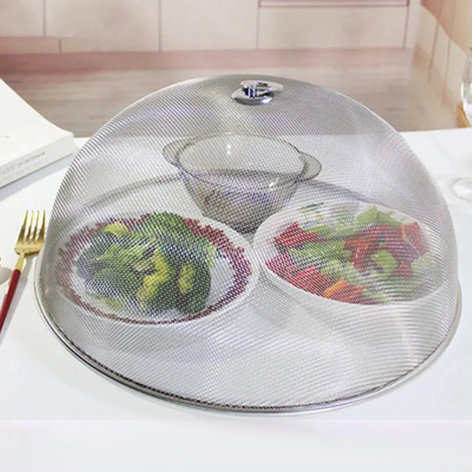 Stainless Steel Mesh Food Cover Plate Serving Cover Food Lid Protector Outdoor Party Camping  House Kitchen Tabletop Accessories