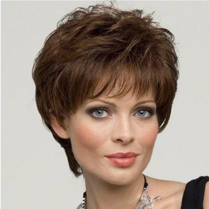 Faionable – perruque de cheveux micro-bouclés bruns pour femmes, perruque couvrant la tête complète, Extensions de cheveux transfrontalières en soie à haute température