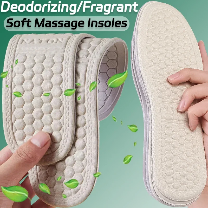 Spring Summer Thin Insoles Fragrant Deodorizing Breathable Shoe Pad Keep Feet Dry Sweat Absorption Knitted Fabric Shoes Cushion