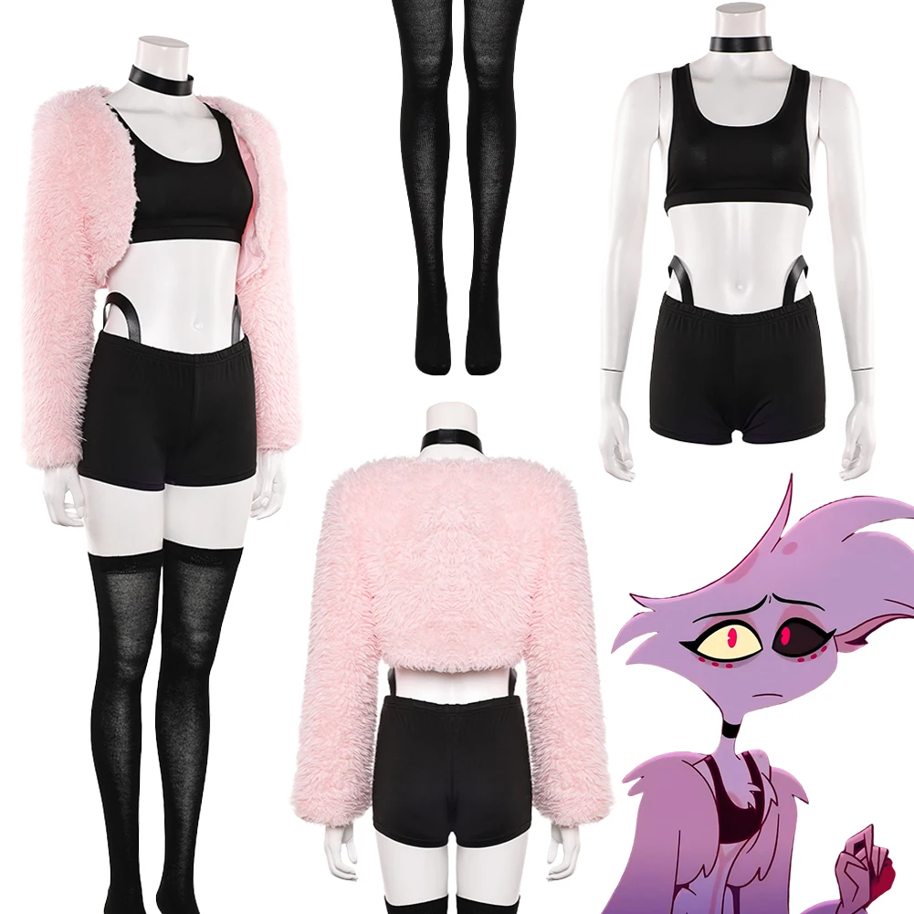 

Fantasia Angel Dust Cosplay Bar Club Clothing 2025 Hell Inn Disfraz Costume Adult Women Fantasy Halloween Carnival Party Clothes