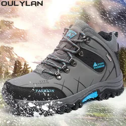 Oulylan Climbing Shoes Sports Plush and Thick Insulation Men Hiking Waterproof Trekking Boots Mountain Rubber Sole  Shoes