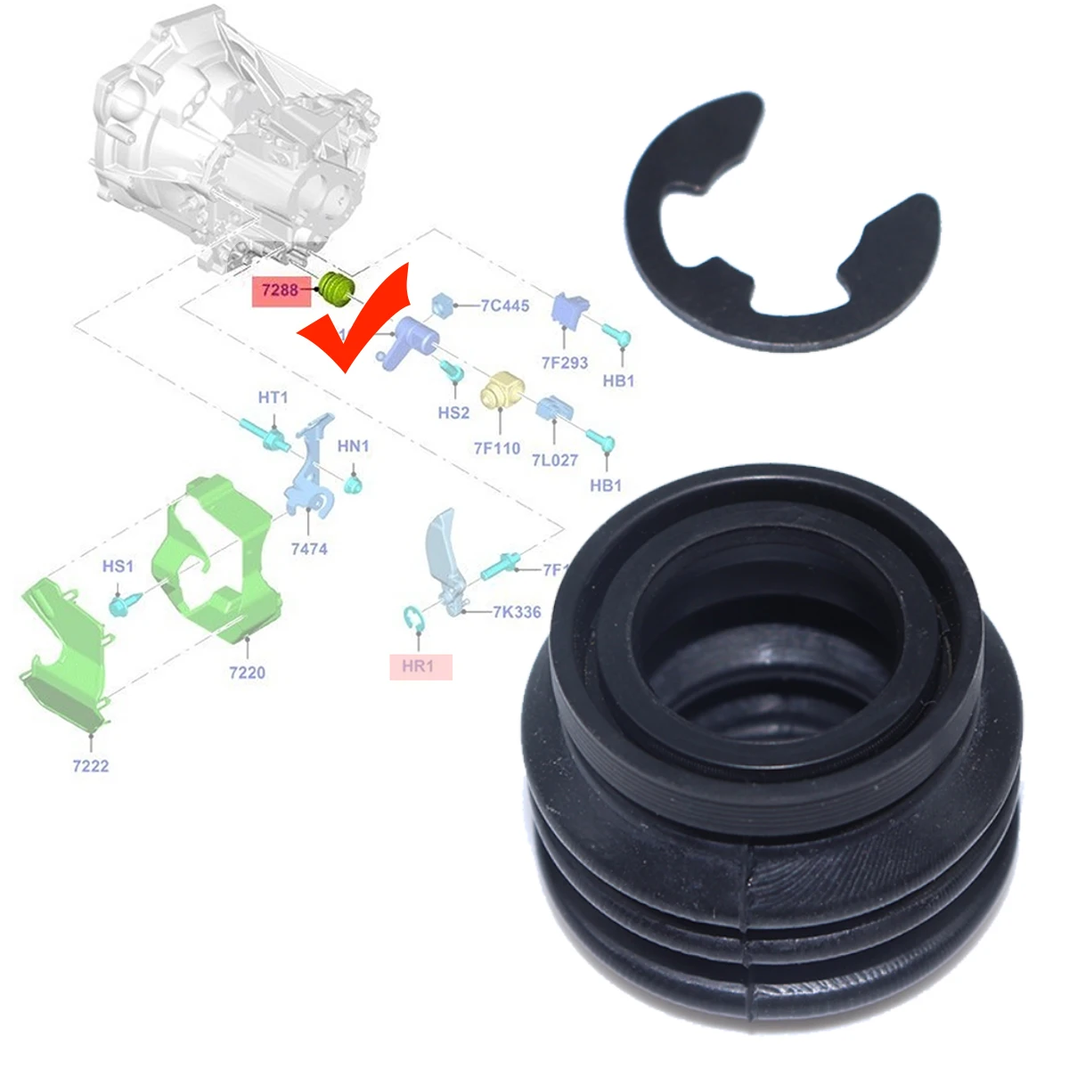 

Manual Trans Shift Lever Seal 98WT7288A2A for Ford Focus Mk3 FL 2014-2018 Gear Gasket Ring Gearshift Linkage Kit YS4Z-7288-AA
