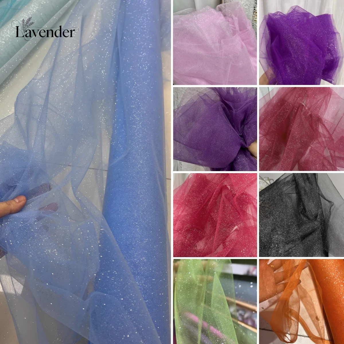 

Сине-фиолетовая ткань из шифона с серебряными пайетками для детской одежды, свадебного декора, шифоновая ткань для фона на свадьбу.