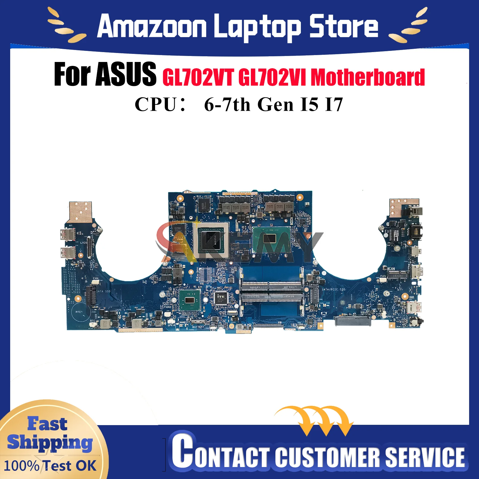 

GL702VT Laptop Motherboard For ASUS ROG Strix GL702VMK S7VS GL702VI GL702VSK GL702V Mainboard With I5 I7 CPU 100% tests OK stk
