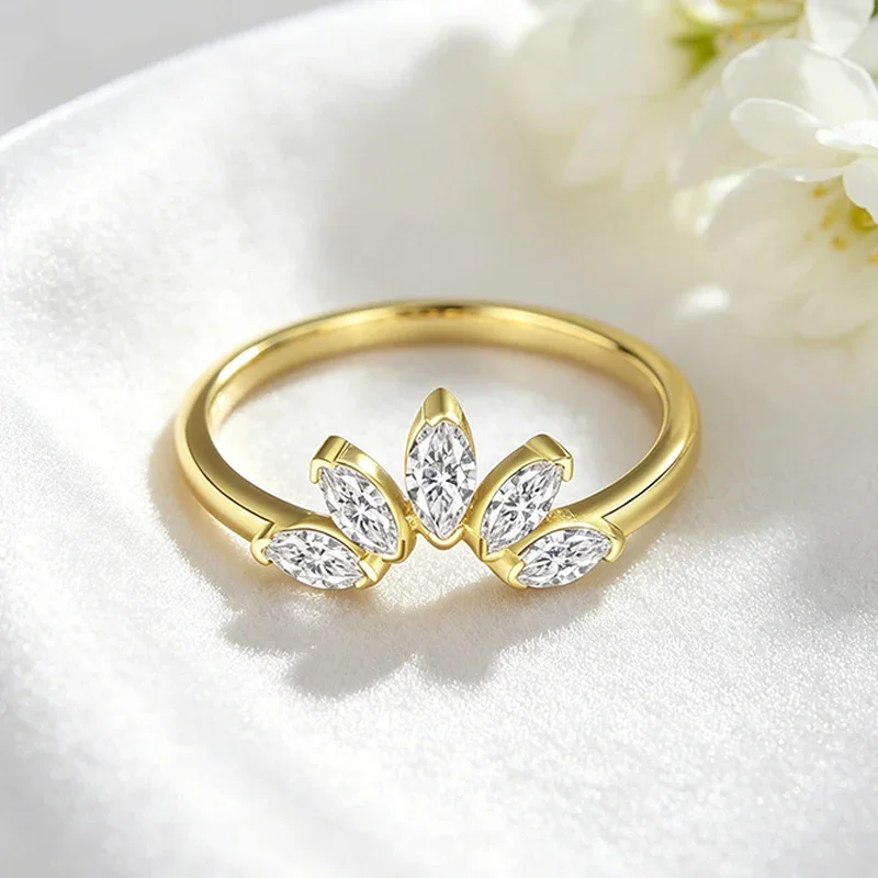 QIBAOKU 5A Zircon Crown Rings for Women Exquisite Wedding Party Matching Band Real S925 Sterling Silver Jewelry Wholesale  2026
