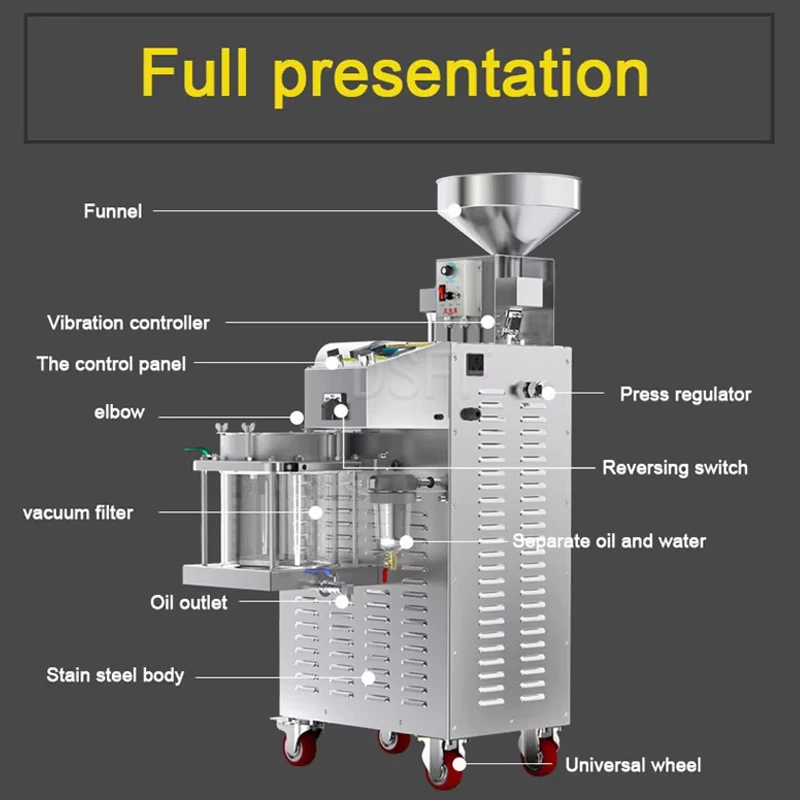 Commercial Fully Automatic Stainless Steel Oil Press Vacuum Filtration Peanut Coconut Oil Press