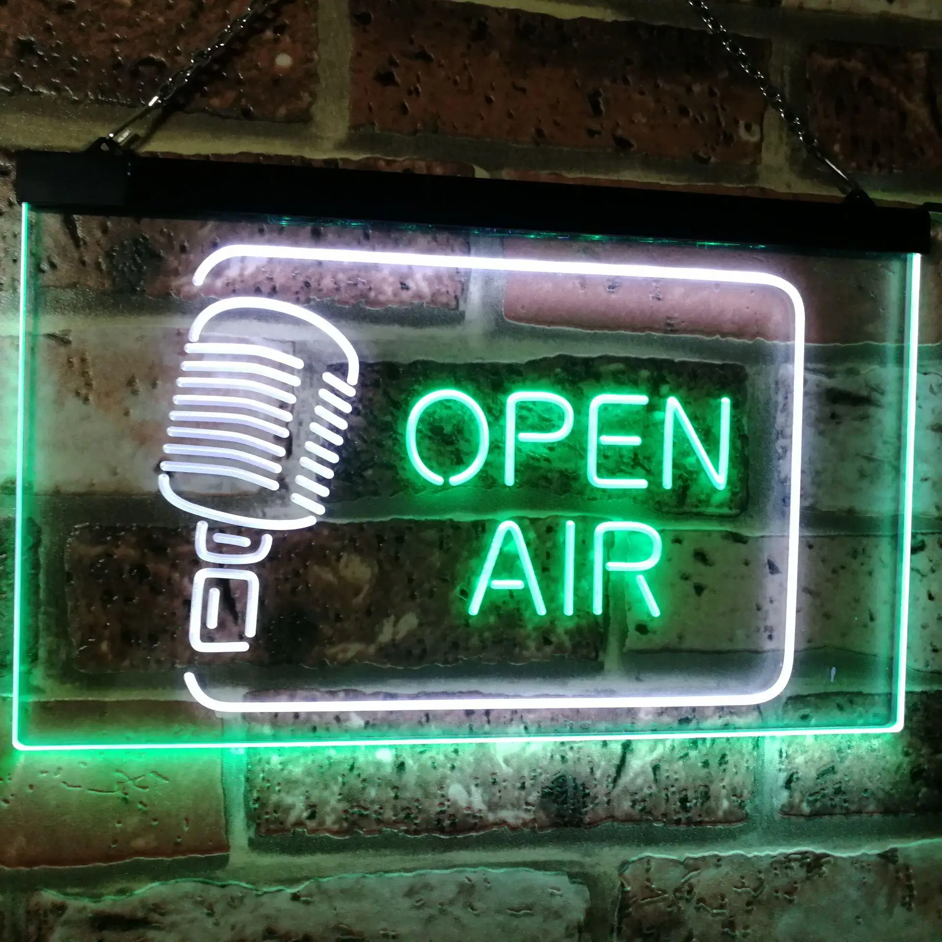 

Open Air Classic Microphone Recording Quiet Please Dual-color LED Neon Sign st6-i2799