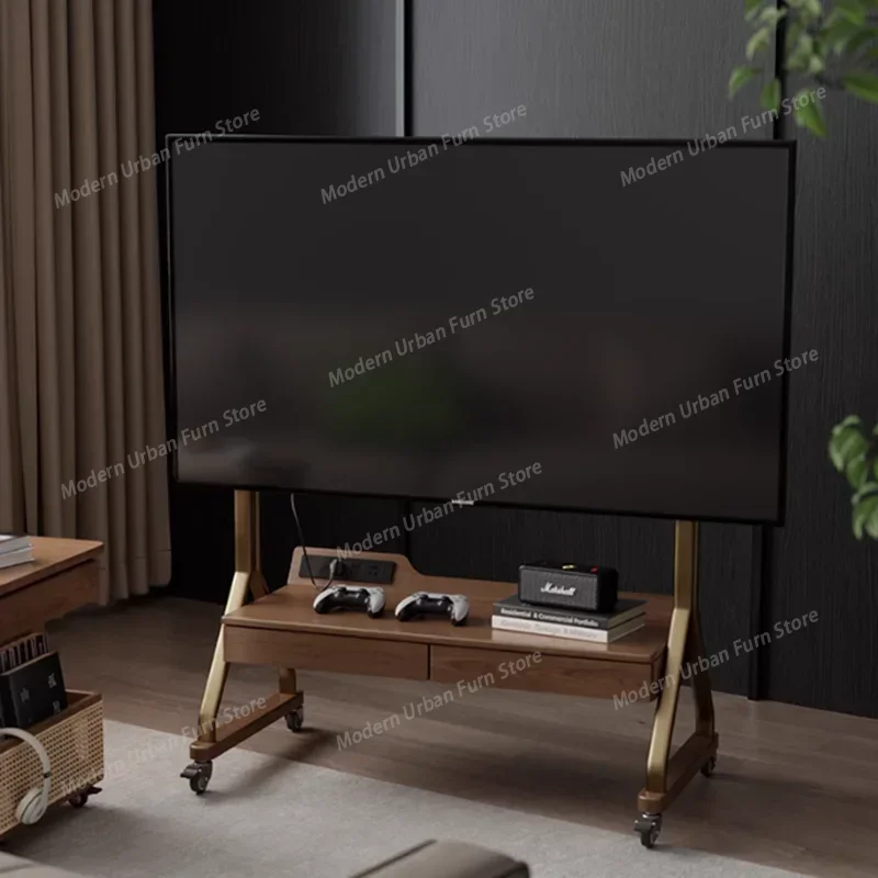 

Универсальная передвижная подставка для телевизора: современная, недорогая, в скандинавском стиле, на деревянных колесиках, дизайнерская, из орехового дерева, мебель для дома