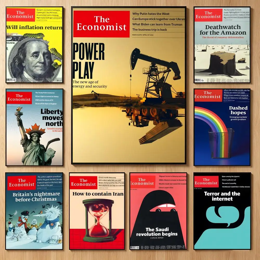 Global News Publication T-The Economist Poster Classic Self-Adhesive PP Wall Sticker for Living Room Bar Decor Gift