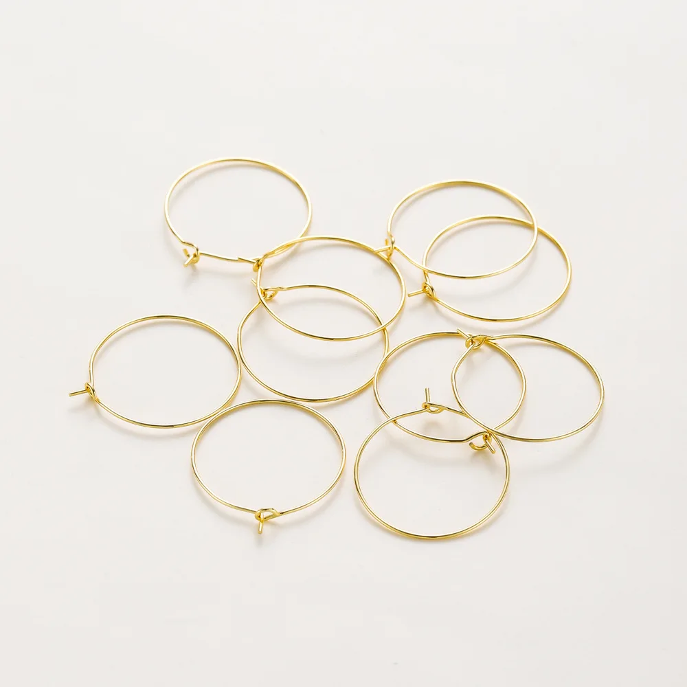 10Pcs New 9-Character Ear Rings DIY Accessories, Real Gold Color Preserving Copper 9-Character Ear Hooks, Hangers, Earring Rings